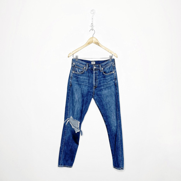 CITIZENS OF HUMANITY LIYA HIGH RISE CLASSIC FIT CROP medium blue women's 26 - Picture 1 of 11